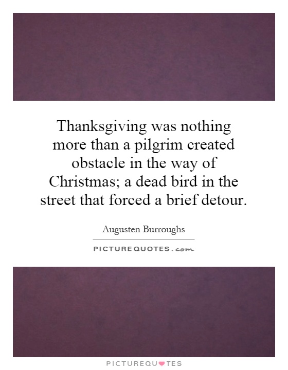 Thanksgiving was nothing more than a pilgrim created obstacle in the way of Christmas; a dead bird in the street that forced a brief detour Picture Quote #1