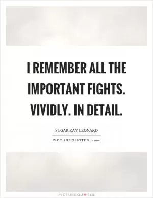 I remember all the important fights. Vividly. In detail Picture Quote #1