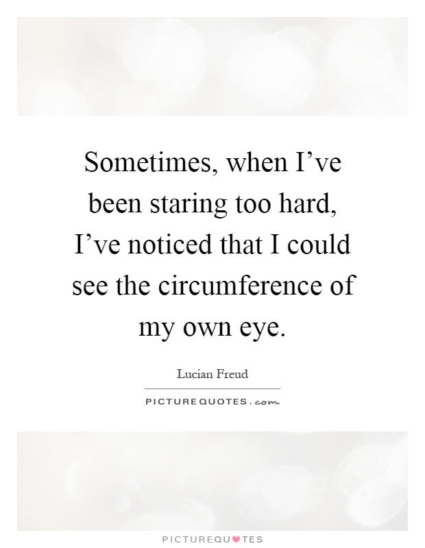 Sometimes, when I've been staring too hard, I've noticed that I could see the circumference of my own eye Picture Quote #1