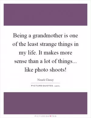 Being a grandmother is one of the least strange things in my life. It makes more sense than a lot of things... like photo shoots! Picture Quote #1