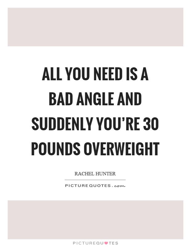 All you need is a bad angle and suddenly you're 30 pounds overweight Picture Quote #1