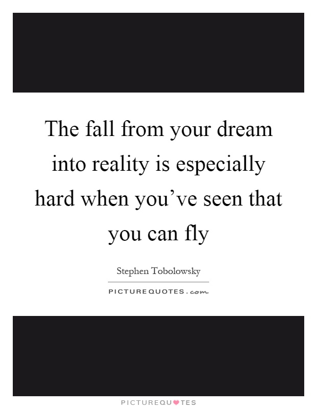 The fall from your dream into reality is especially hard when you've seen that you can fly Picture Quote #1