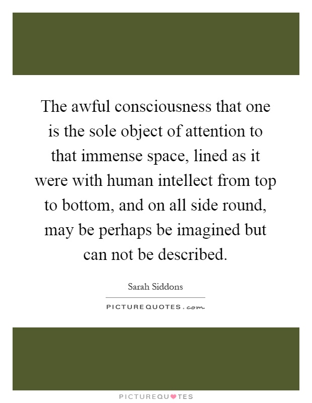 The awful consciousness that one is the sole object of attention to that immense space, lined as it were with human intellect from top to bottom, and on all side round, may be perhaps be imagined but can not be described Picture Quote #1