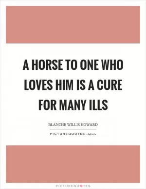 A horse to one who loves him is a cure for many ills Picture Quote #1