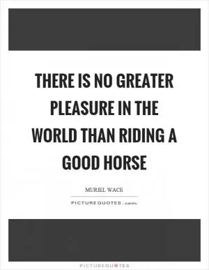There is no greater pleasure in the world than riding a good horse Picture Quote #1