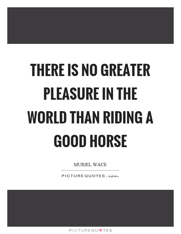 There is no greater pleasure in the world than riding a good horse Picture Quote #1