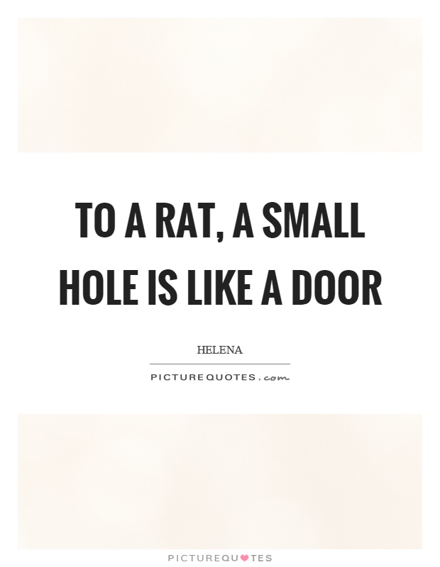 To a rat, a small hole is like a door Picture Quote #1