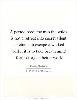 A period recourse into the wilds is not a retreat into secret silent sanctums to escape a wicked world, it is to take breath amid effort to forge a better world Picture Quote #1