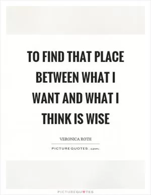 To find that place between what I want and what I think is wise Picture Quote #1