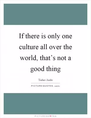 If there is only one culture all over the world, that’s not a good thing Picture Quote #1