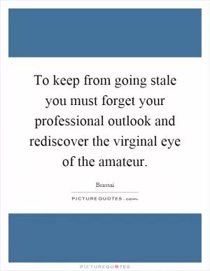 To keep from going stale you must forget your professional outlook and rediscover the virginal eye of the amateur Picture Quote #1