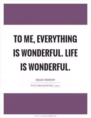To me, everything is wonderful. Life is wonderful Picture Quote #1
