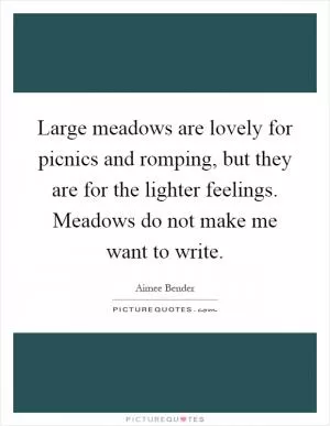Large meadows are lovely for picnics and romping, but they are for the lighter feelings. Meadows do not make me want to write Picture Quote #1