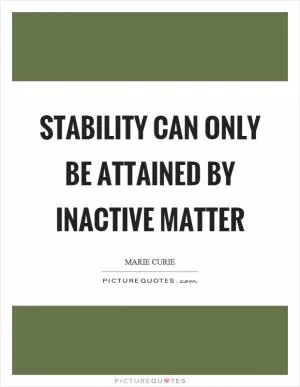 Stability can only be attained by inactive matter Picture Quote #1