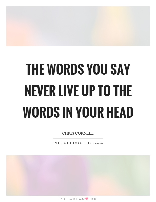 The words you say never live up to the words in your head Picture Quote #1