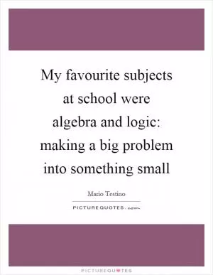 My favourite subjects at school were algebra and logic: making a big problem into something small Picture Quote #1
