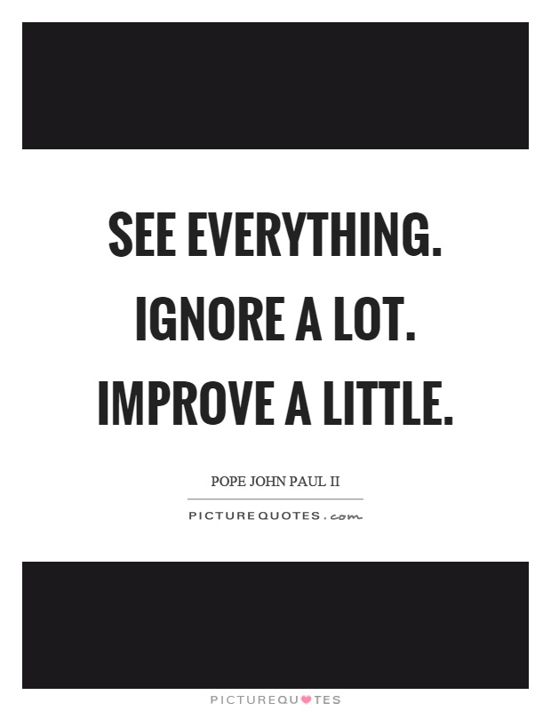 See everything. Ignore a lot. Improve a little Picture Quote #1