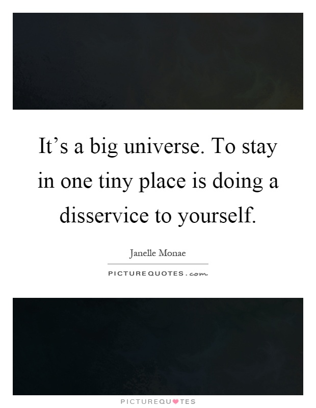 It's a big universe. To stay in one tiny place is doing a disservice to yourself Picture Quote #1