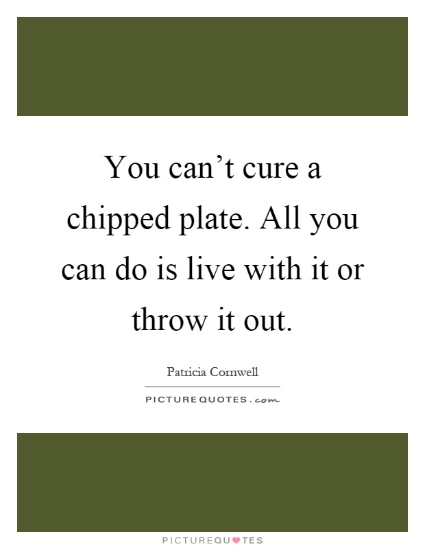 You can't cure a chipped plate. All you can do is live with it or throw it out Picture Quote #1