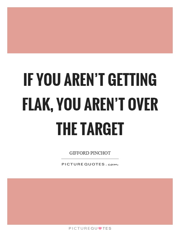 If you aren't getting flak, you aren't over the target Picture Quote #1