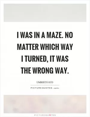 I was in a maze. No matter which way I turned, it was the wrong way Picture Quote #1