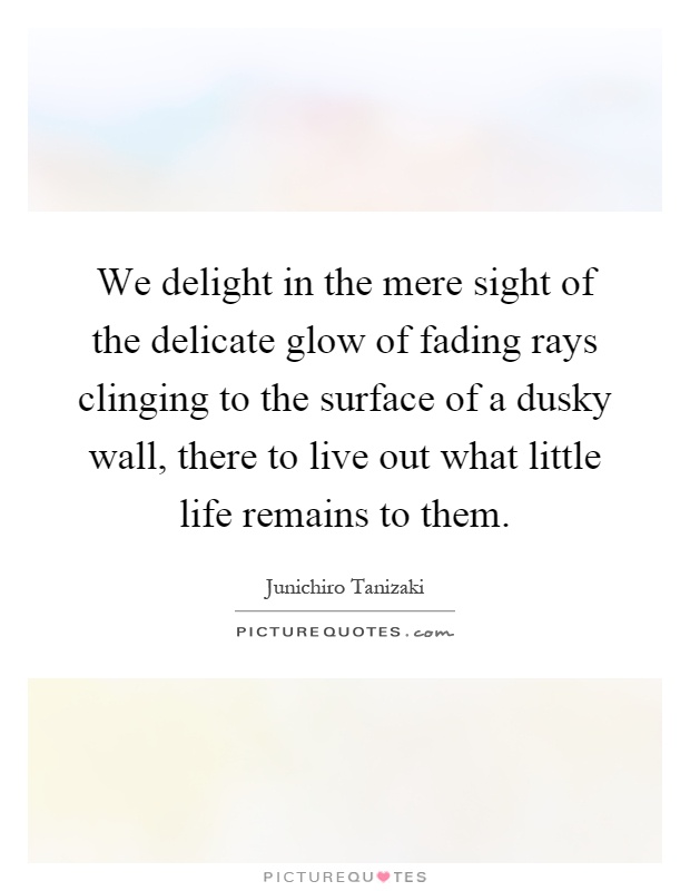We delight in the mere sight of the delicate glow of fading rays clinging to the surface of a dusky wall, there to live out what little life remains to them Picture Quote #1