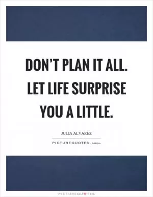 Don’t plan it all. Let life surprise you a little Picture Quote #1