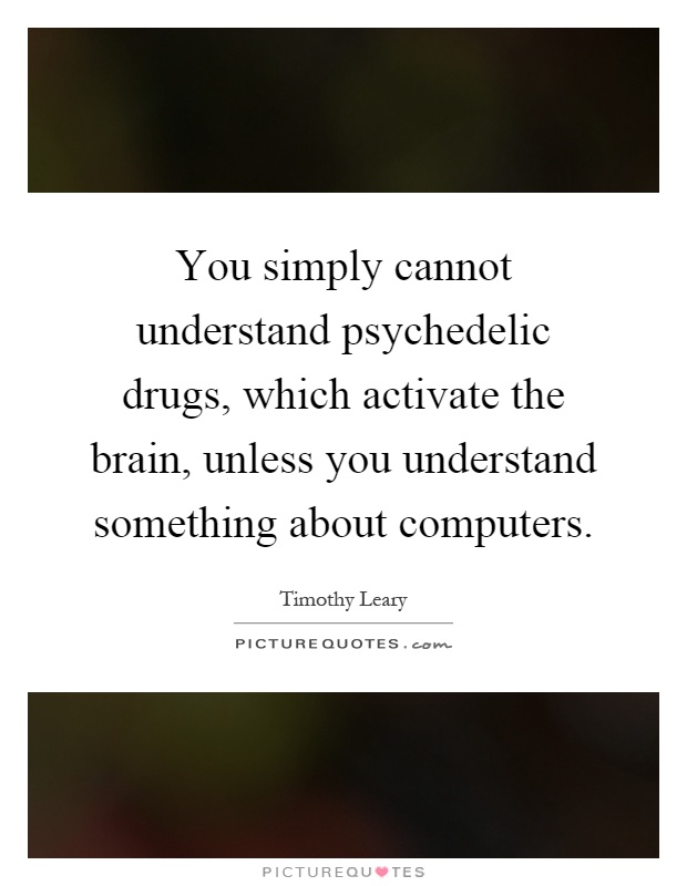 You simply cannot understand psychedelic drugs, which activate the brain, unless you understand something about computers Picture Quote #1