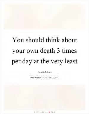 You should think about your own death 3 times per day at the very least Picture Quote #1