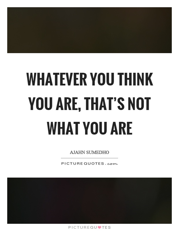 Whatever you think you are, that's not what you are Picture Quote #1