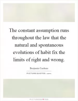 The constant assumption runs throughout the law that the natural and spontaneous evolutions of habit fix the limits of right and wrong Picture Quote #1