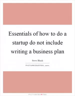 Essentials of how to do a startup do not include writing a business plan Picture Quote #1