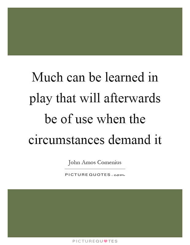 Much can be learned in play that will afterwards be of use when the circumstances demand it Picture Quote #1