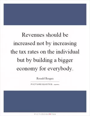 Revenues should be increased not by increasing the tax rates on the individual but by building a bigger economy for everybody Picture Quote #1