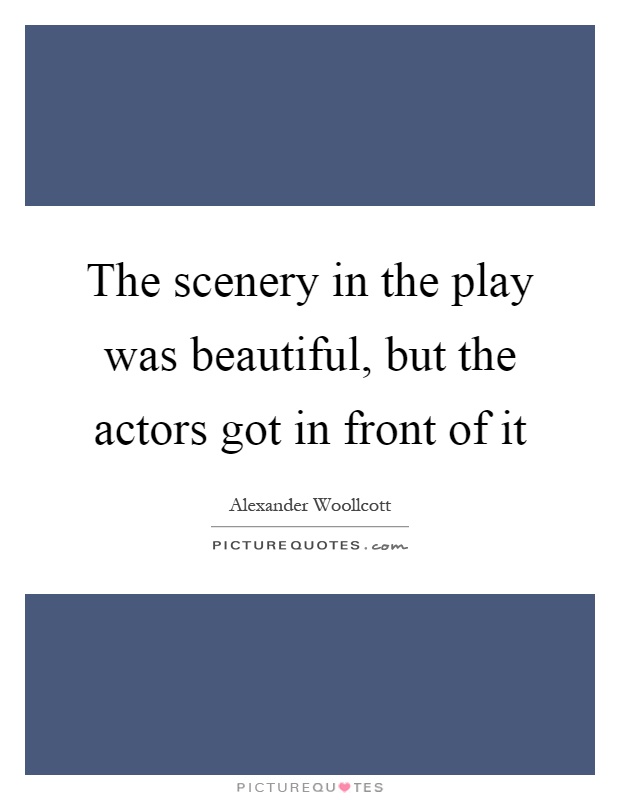 The scenery in the play was beautiful, but the actors got in front of it Picture Quote #1