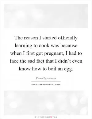 The reason I started officially learning to cook was because when I first got pregnant, I had to face the sad fact that I didn’t even know how to boil an egg Picture Quote #1