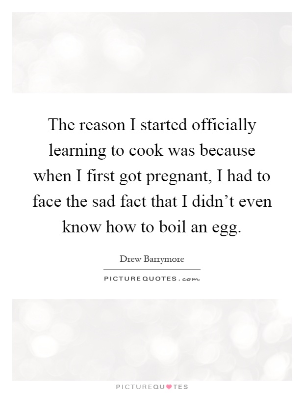The reason I started officially learning to cook was because when I first got pregnant, I had to face the sad fact that I didn't even know how to boil an egg Picture Quote #1