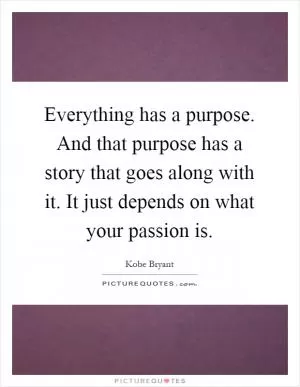 Everything has a purpose. And that purpose has a story that goes along with it. It just depends on what your passion is Picture Quote #1