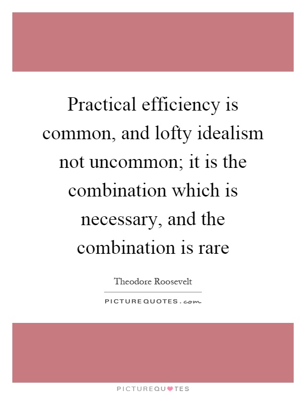 Practical efficiency is common, and lofty idealism not uncommon; it is the combination which is necessary, and the combination is rare Picture Quote #1