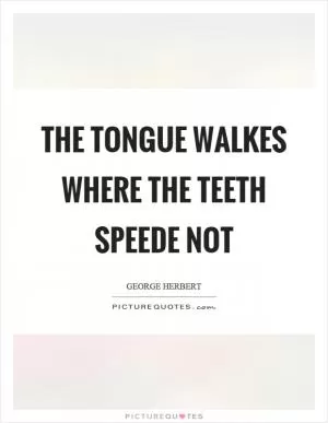 The tongue walkes where the teeth speede not Picture Quote #1