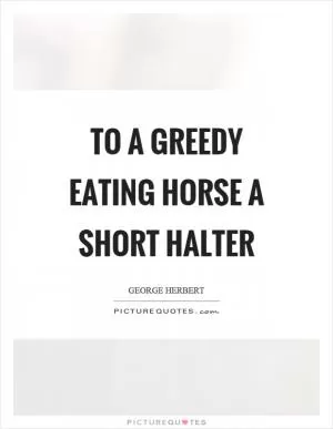 To a greedy eating horse a short halter Picture Quote #1