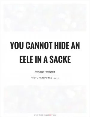 You cannot hide an eele in a sacke Picture Quote #1
