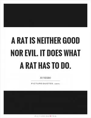 A rat is neither good nor evil. It does what a rat has to do Picture Quote #1