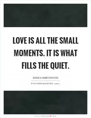 Love is all the small moments. It is what fills the quiet Picture Quote #1