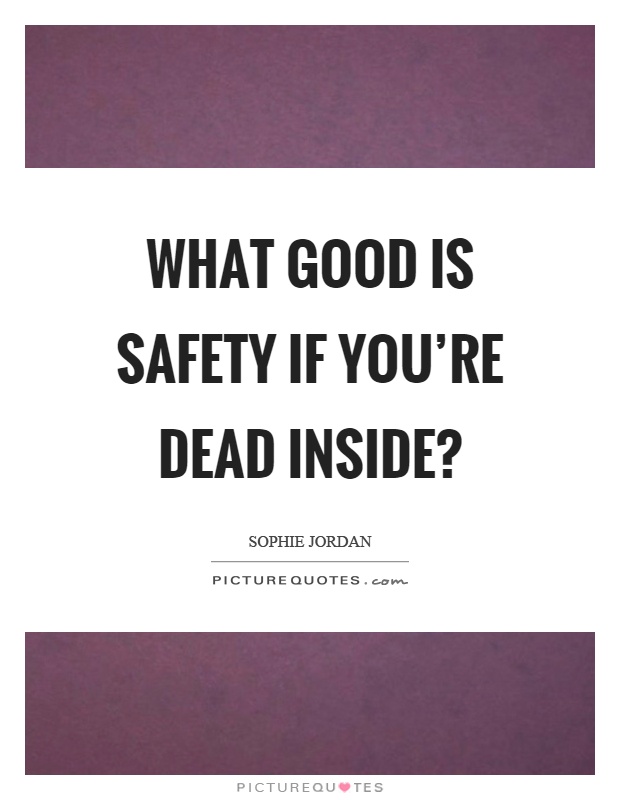 What good is safety if you're dead inside? Picture Quote #1