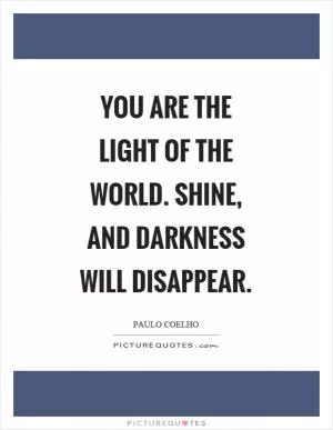 You are the light of the world. Shine, and darkness will disappear Picture Quote #1