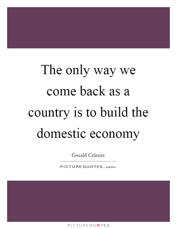 The only way we come back as a country is to build the domestic economy Picture Quote #1