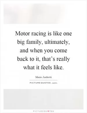 Motor racing is like one big family, ultimately, and when you come back to it, that’s really what it feels like Picture Quote #1