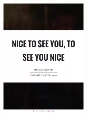 Nice to see you, to see you nice Picture Quote #1
