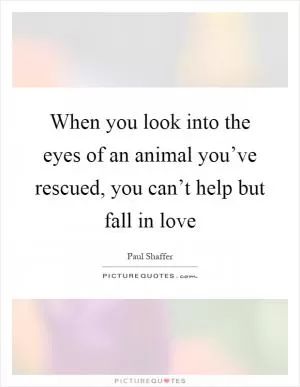 When you look into the eyes of an animal you’ve rescued, you can’t help but fall in love Picture Quote #1